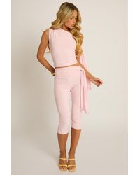 Rebellious Fashion - Tie Shoulder Top And Capri Pants Co-Ord Set - Lyst