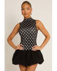 Rebellious Fashion - Polka Dot High Neck Puffball Mini Dress - Lyst