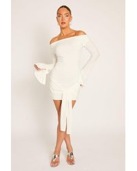 Rebellious Fashion - Long Flared Sleeves Drape Detail Bodycon Mini Dress - Lyst