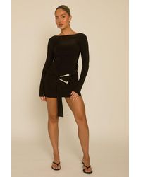 Rebellious Fashion - Drape Trim Detail Long Sleeve Mini Dress - Lyst