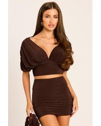 Rebellious Fashion - Drape Crop Top And Mini Skirt Co-Ord Set - Lyst