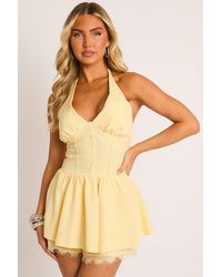 Rebellious Fashion - Lace Trim Frill Skort Playsuit - Lyst