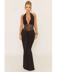 Rebellious Fashion - Plunge Neck Lace Insert Maxi Dress - Lyst