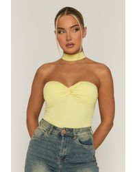 Rebellious Fashion - Ruched Bust Choker Detail Bodysuit - Lyst