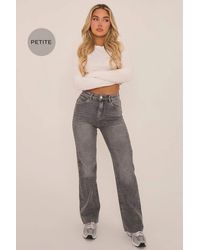 Rebellious Fashion - Petite Stretch Straight Leg Frayed Hem Jeans - Lyst