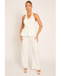 Rebellious Fashion - Halterneck Peplum Top And Wide Leg Trouser Co-Ord Set - Lyst