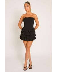 Rebellious Fashion - Eyelet Detail Bandeau Frill Mini Dress - Lyst