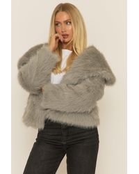 Rebellious Fashion - Collared Faux Fur Coat - Lyst