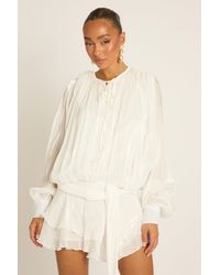 Rebellious Fashion - Tie Front Blouson Mini Dress - Lyst