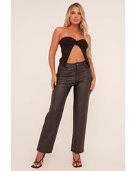 Rebellious Fashion - Faux Leather High Waist Straight Leg Trousers - Lyst