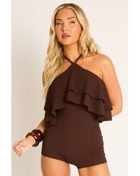 Rebellious Fashion - Textured Ruffle Playsuit - Lyst