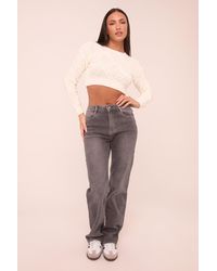 Rebellious Fashion - Tall Dark Stretch High Waist Straight Leg Denim Jeans - Lyst