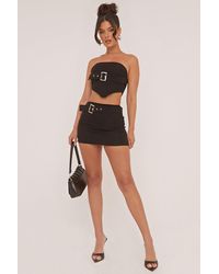 Rebellious Fashion - Bandeau Belt Detail Cropped Top & Mini Skirt Co-Ord Set - Lyst