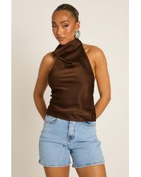 Rebellious Fashion - Satin High Neck Cowl Top - Lyst