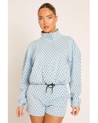 Rebellious Fashion - High Neck Zip Up Jacket And Shorts Co-Ord Set - Lyst