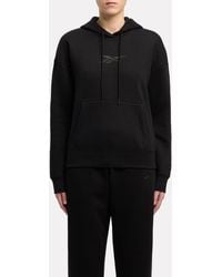 Reebok - Satin Logo Fleece Hoodie - Lyst