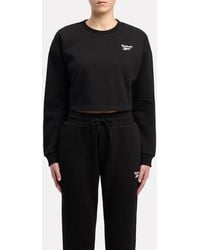 Reebok - Id Small Logo Cropped Fleece Crewneck Sweatshirt - Lyst