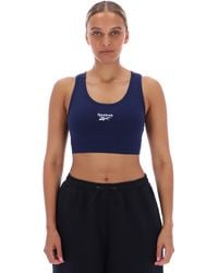 Reebok - Id Small Logo Cotton Sports Bra Top - Lyst