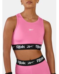 Reebok - Id Train Cutout Sports Bra Top - Lyst