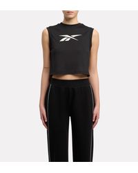 Reebok - Id Train Logo Cropped Sleeveless T-Shirt - Lyst