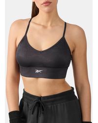 Reebok - Id Train Printed Tri-Back Sports Bra - Lyst