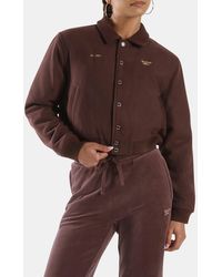 Reebok - Elevated Athletic Cropped Varsity Bomber Jacket - Lyst