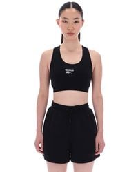 Reebok - Id Small Logo Cotton Sports Bra Top - Lyst