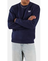 Reebok - Id Small Logo Fleece Crewneck Sweatshirt - Lyst