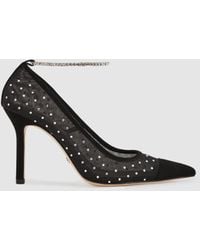 PAIGE - Black Crystal-embellished Mesh Court Shoes - Lyst