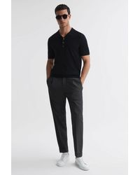 Reiss - Brighton - Charcoal Relaxed Drawstring Trousers With Turn-ups - Lyst