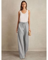 Reiss - Petite Linen-Blend Wide-Leg Trousers - Lyst