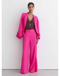 Reiss - Wide-Leg Pintuck Trousers With Linen - Lyst