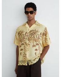 Reiss - Palm-Print Cuban-Collar Shirt - Lyst