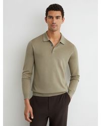 Reiss - Merino Wool Long-Sleeve Polo Shirt - Lyst