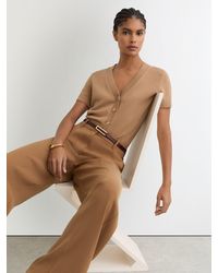 Reiss - V-Neck Short-Sleeve Cardigan Cotton-Wool - Lyst