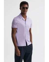 Reiss - Caspa - Lilac Mercerised Cotton Jersey Cuban Collar Shirt - Lyst