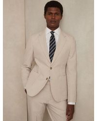 Reiss - Oatmeal & Seersucker Single-Breasted Suit Blazer Slim-Fit - Lyst