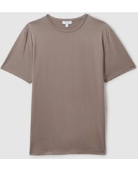 Reiss - Caspian - Cinder Mercerised Cotton Crew Neck T-shirt, Xs - Lyst