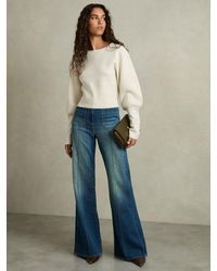 Reiss - Wool-Blend Balloon-Sleeve Cropped Jumper - Lyst