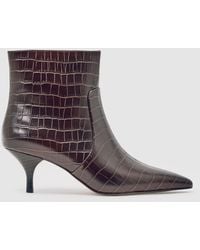 Reiss - Leather Crocodile-Effect Ankle Boots - Lyst