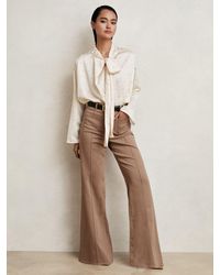 Reiss - Satin Polka Dot Tie Neck Blouse - Lyst