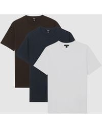 Reiss - 3 - White/navy/coco Brown Bless T-shirt 3 Pack, Large - Lyst