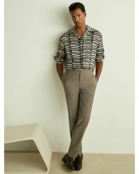 Reiss - Abstract-Print Twill Cuban-Collar Shirt - Lyst
