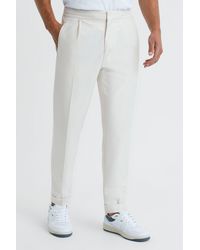 Reiss - Brighton - Ecru Relaxed Drawstring Trousers With Turn-ups - Lyst