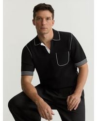 Reiss - Contrast-Stitch Knitted Polo Shirt - Lyst
