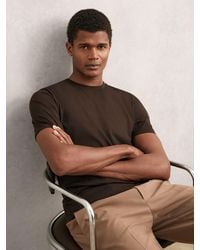 Reiss - Bless - Coco Brown Cotton Crew-neck Tailored-fit T-shirt, Xxl - Lyst