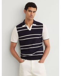 Reiss - Merino Wool Striped-Knit Polo Jumper - Lyst