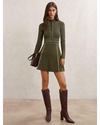 Reiss - Knitted Contrast Stitch Mini Dress - Lyst