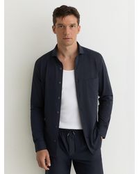 Reiss - Solarko - Navy Seersucker Cutaway-collar Shirt Regular-fit, Xs - Lyst