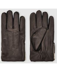 Reiss - Lowa - Dark Brown Iowa Leather Zip-side Gloves, S - Lyst